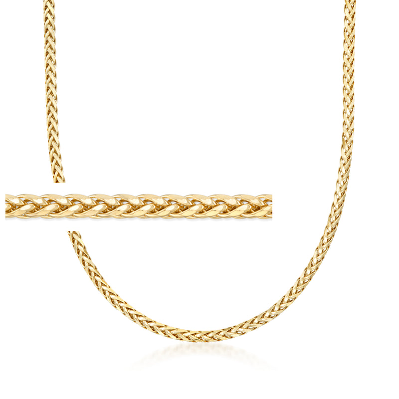 14kt yellow gold Franco wheat-chain necklace with interlocking curb links