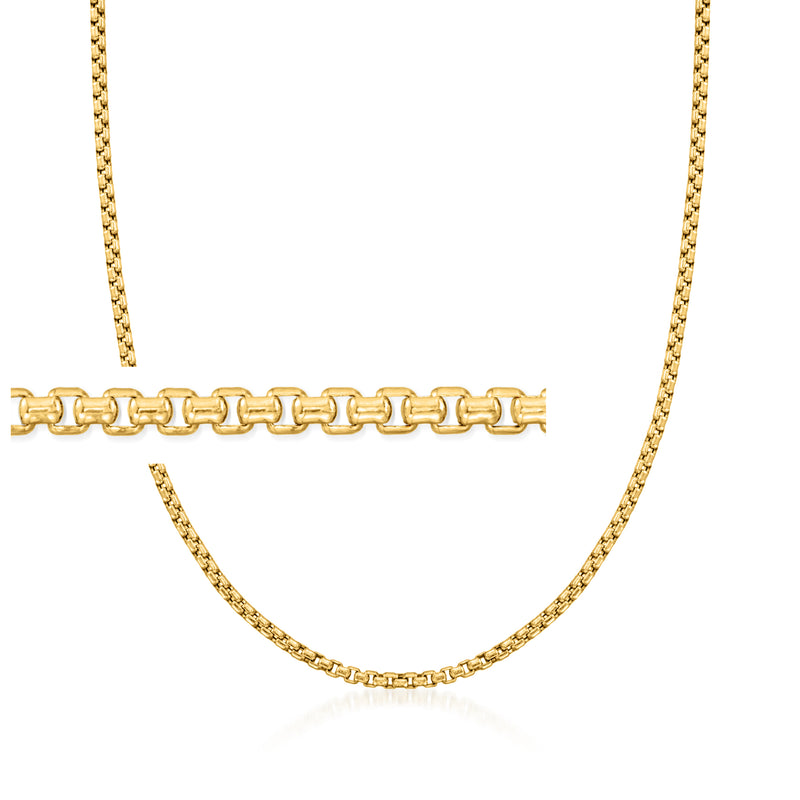14kt yellow gold box-chain necklace with small rectangular linked design
