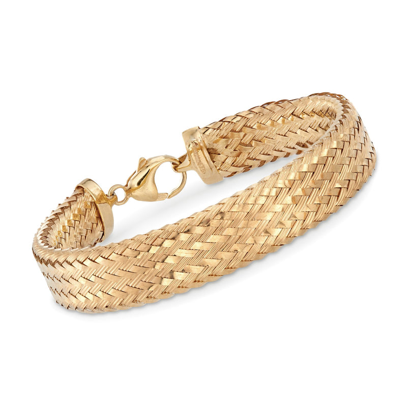 24kt gold over sterling woven bracelet with clasp, braided texture