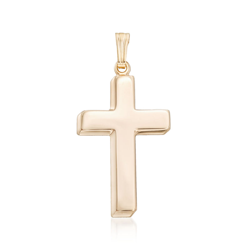14kt yellow gold beveled cross pendant with top bail