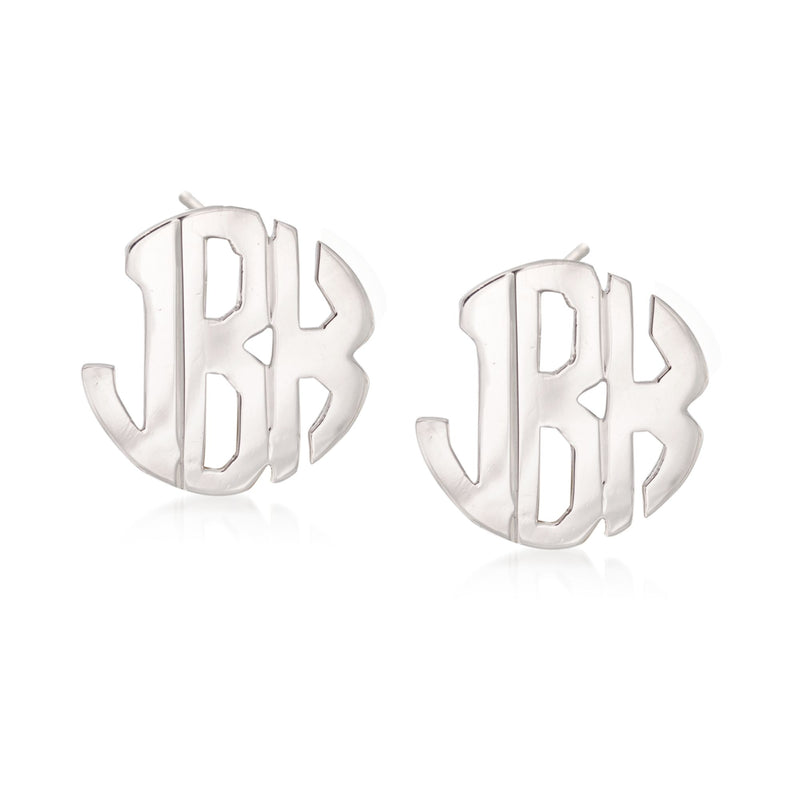 Sterling silver monogram B post earrings, hand-cut cutout design
