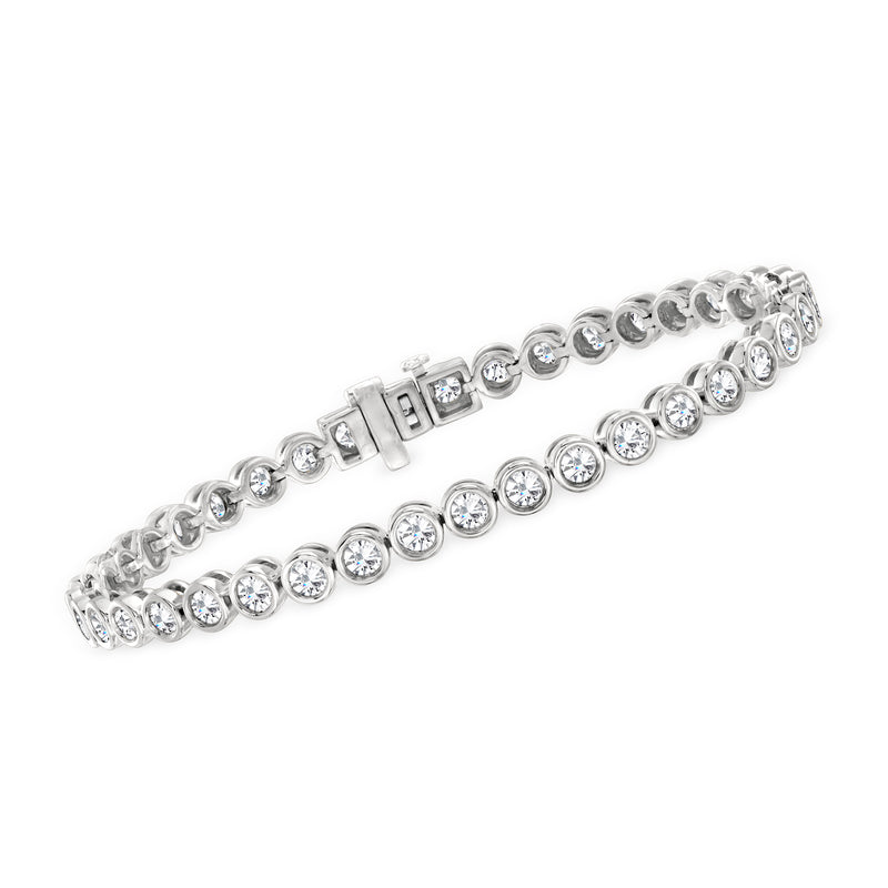 14kt white gold diamond tennis bracelet with bezel-set round stones