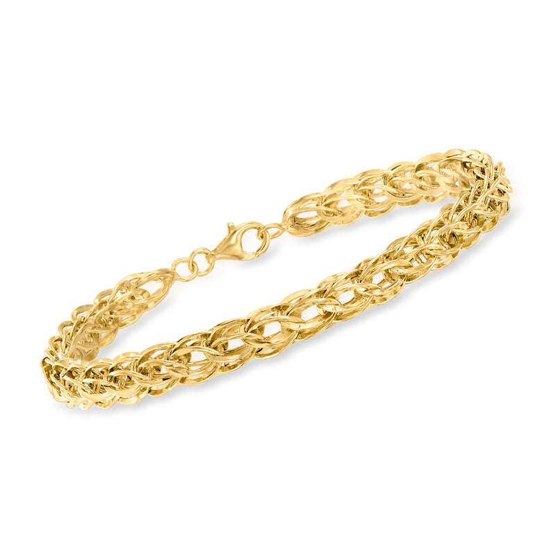 18kt gold over sterling bracelet with interlocking oval link chain and center clasp