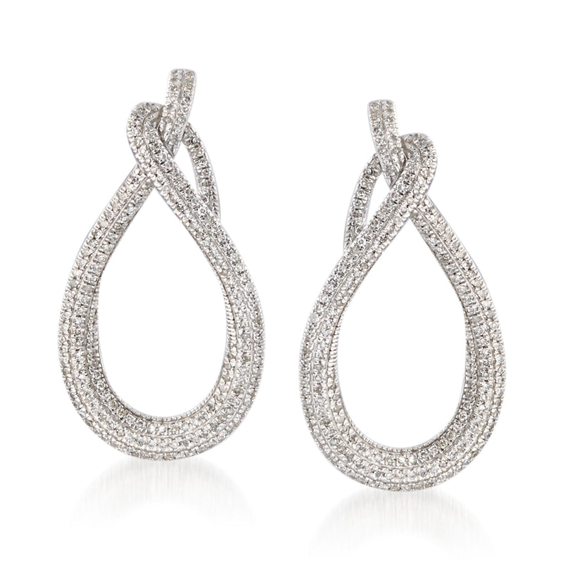 Diamond teardrop drop earrings in 14kt white gold