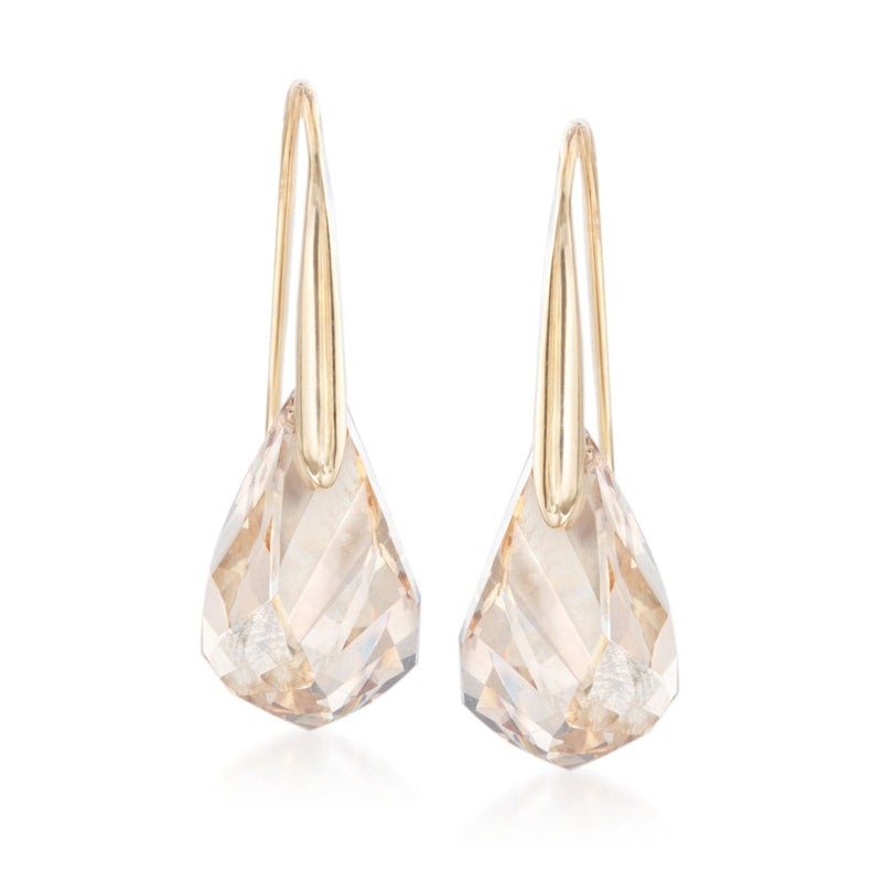 Swarovski crystal drop earrings with gold-tone earwires and faceted teardrop clear crystals