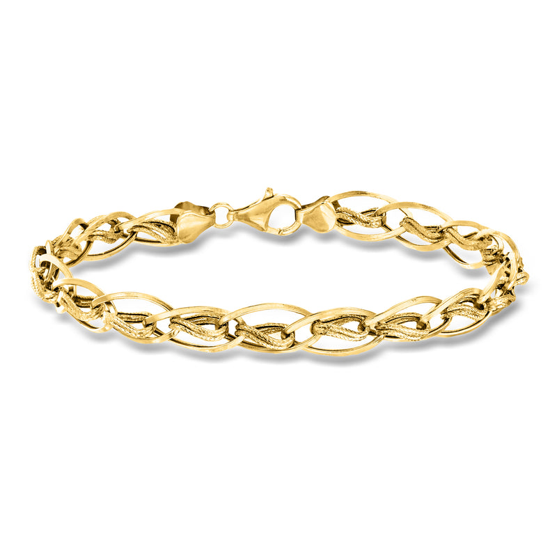 14kt yellow gold oval double-twisted link bracelet with secure clasp