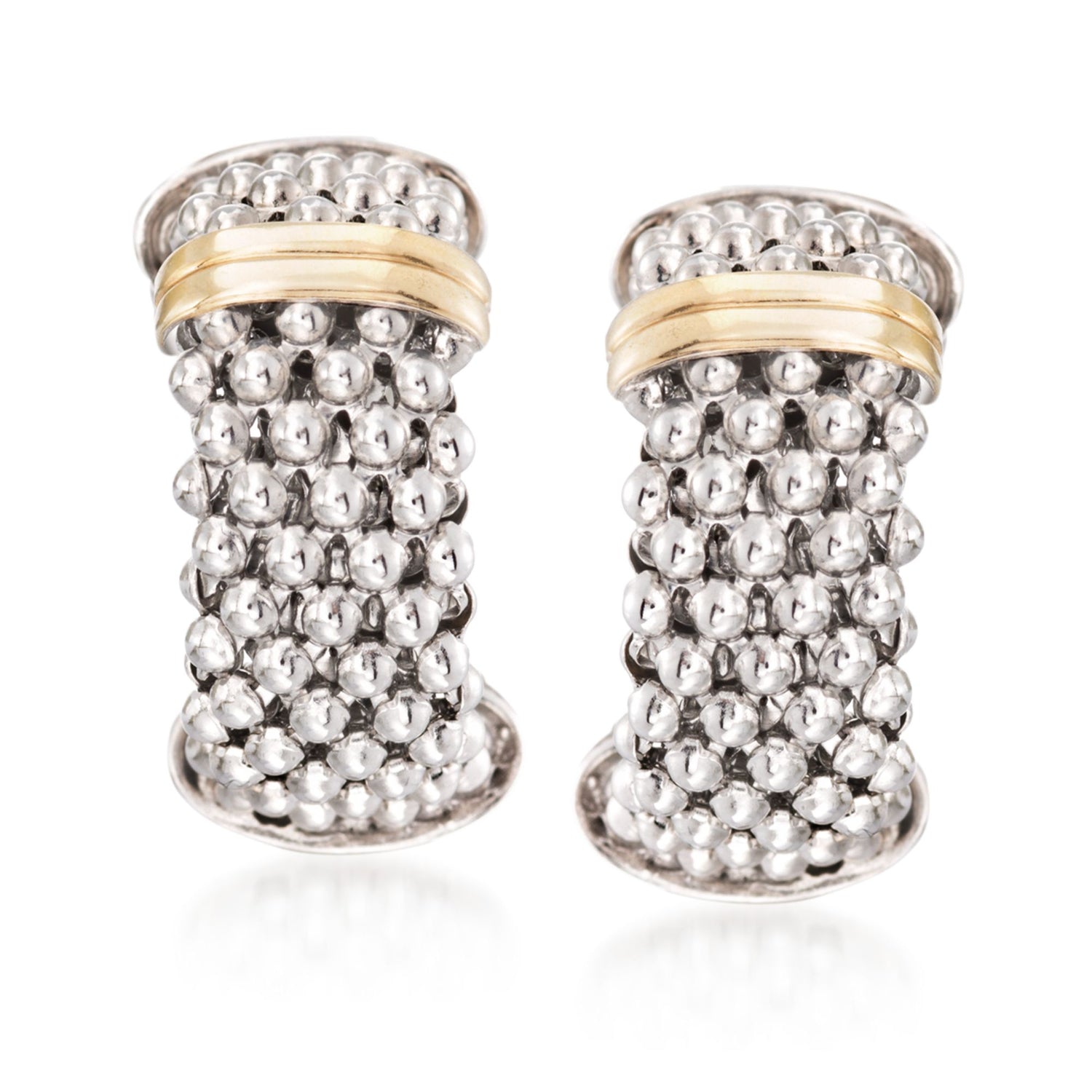 Phillip Gavriel "popcorn" Sterling Silver And 18kt Gold Hoop Earrings In Silver,gold