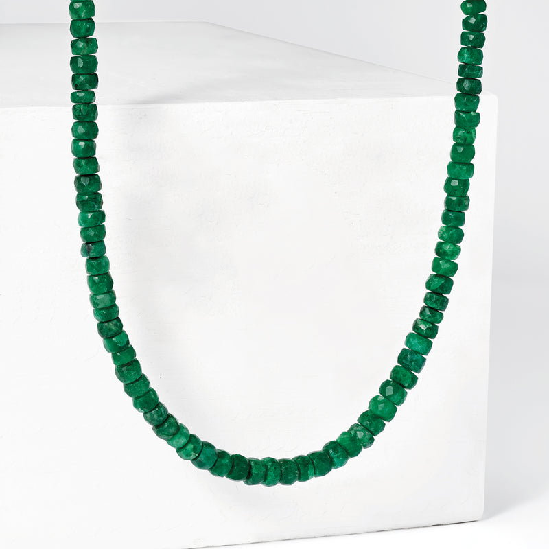 Emerald green bead necklace with evenly spaced round beads