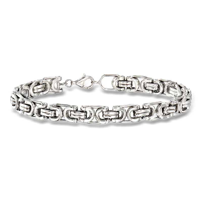 Men's sterling silver Byzantine box link bracelet with toggle clasp and polished links