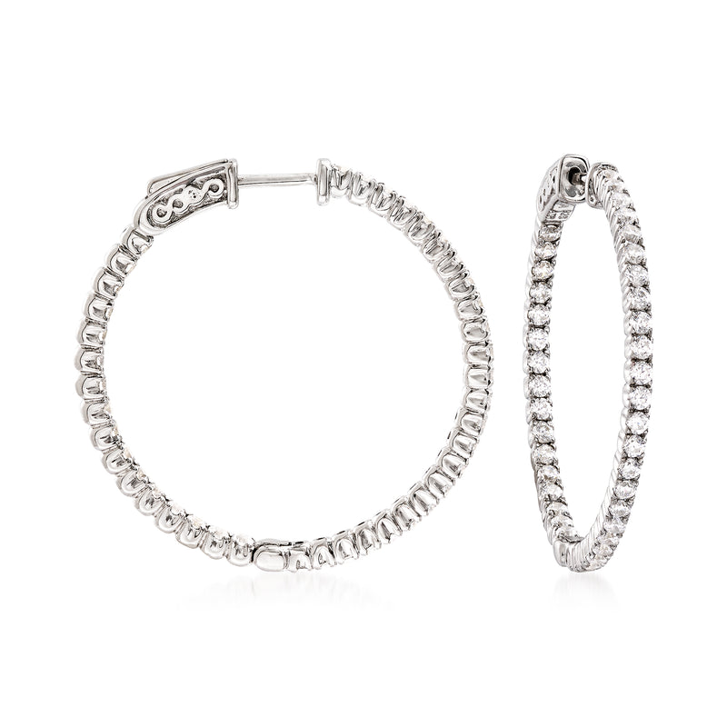 Sterling silver CZ hoop earrings with sparkling pave stones, hinged hoop style