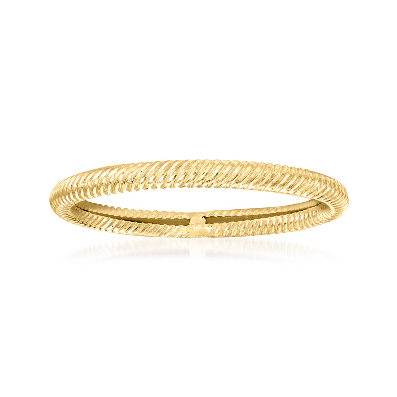 18kt yellow gold roped ring band with twisted texture