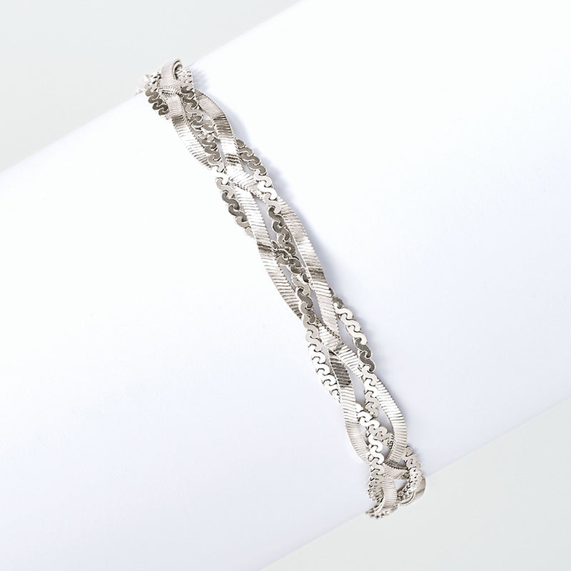 Sterling silver braided bracelet link design with clasp