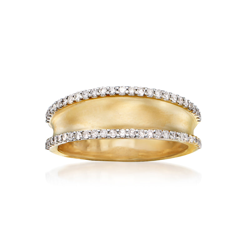 14kt yellow gold diamond ring with pavé diamond edges