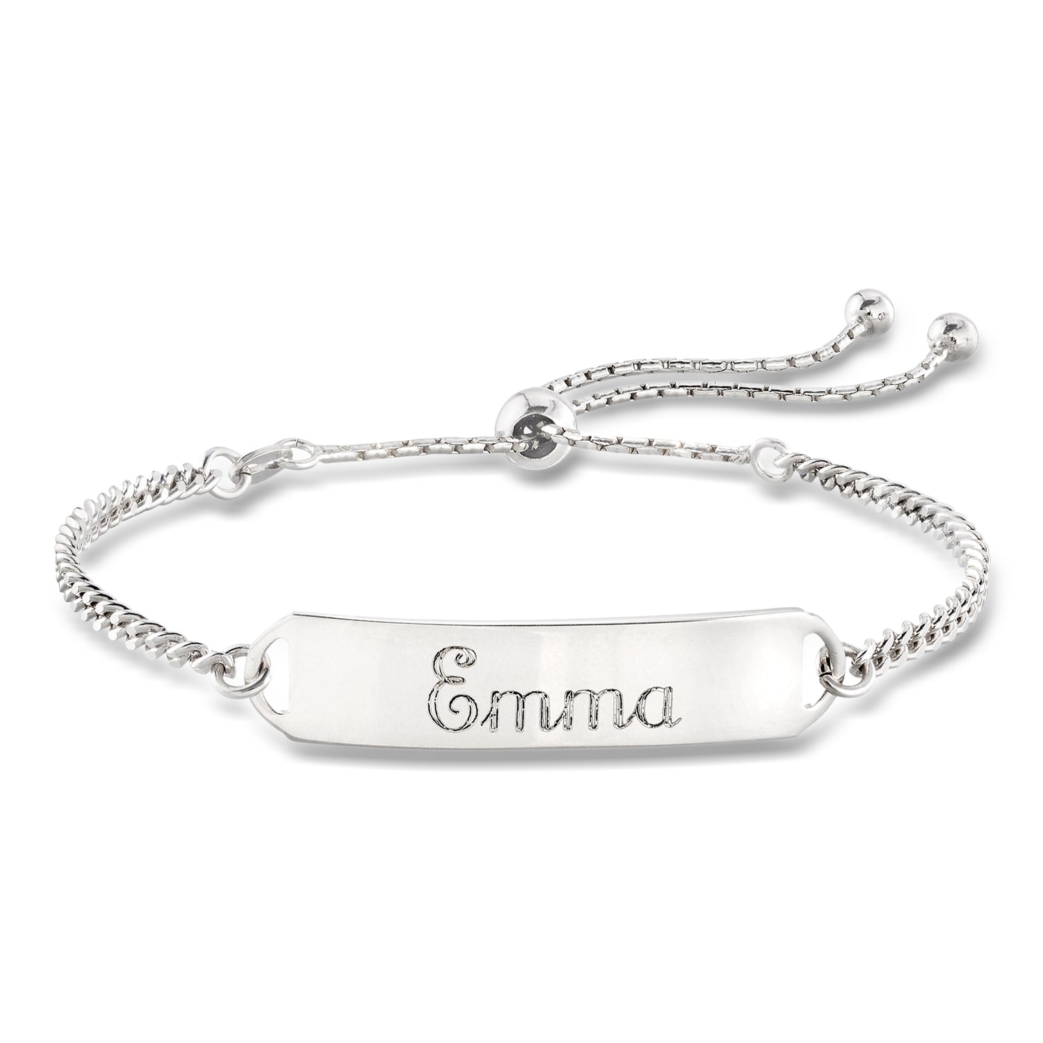 Italian Sterling Silver Personalized ID Bolo Bracelet