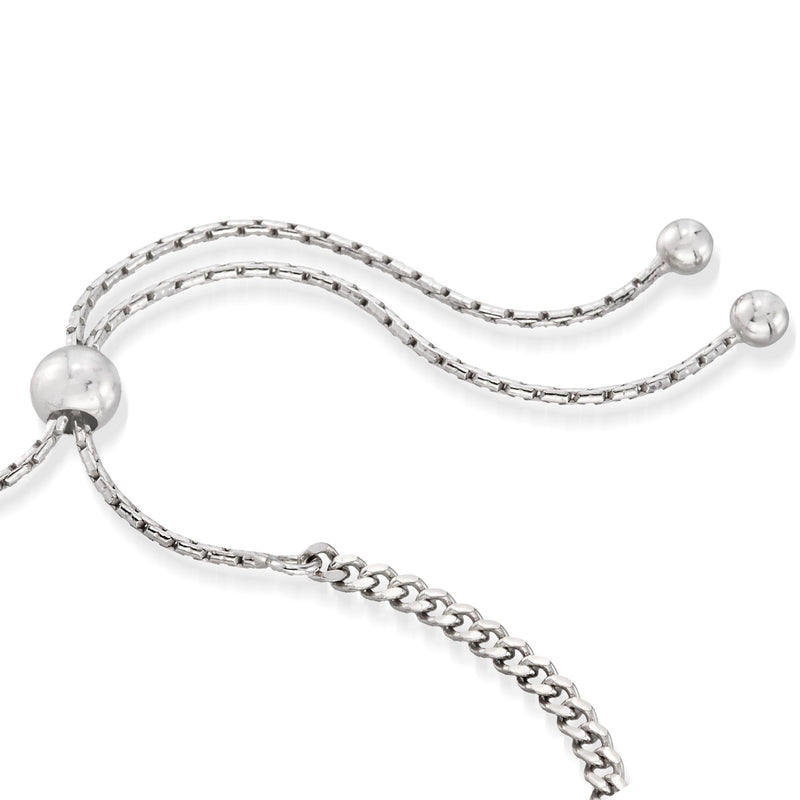 Sterling silver bolo bracelet with round slide end caps and chain links