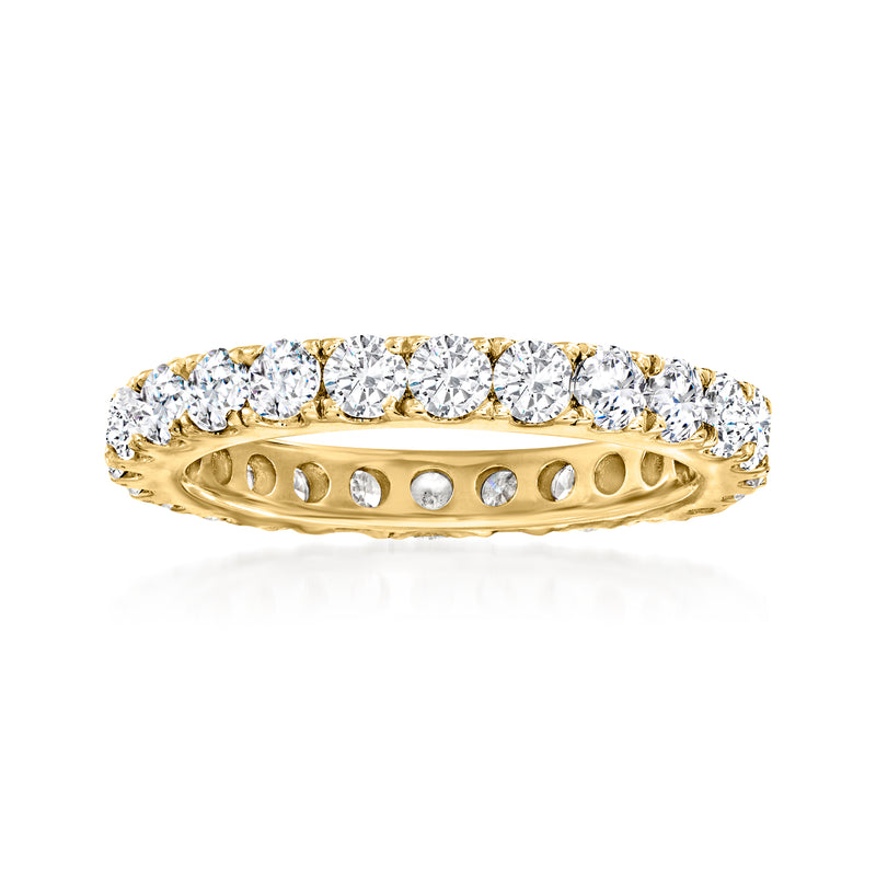 14kt yellow gold diamond eternity band with round bezel-set stones around