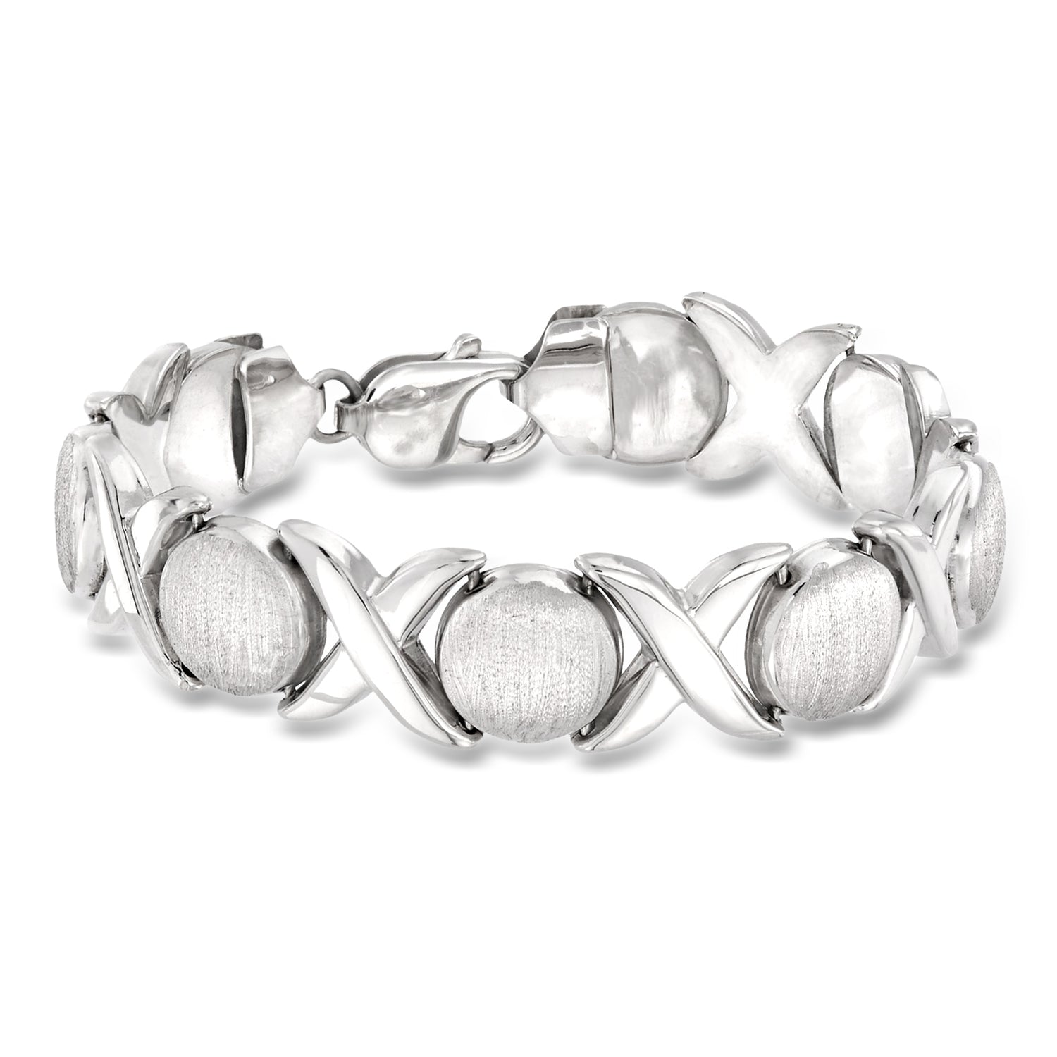 Italian Sterling Silver Brushed and Polished XOLink Bracelet
