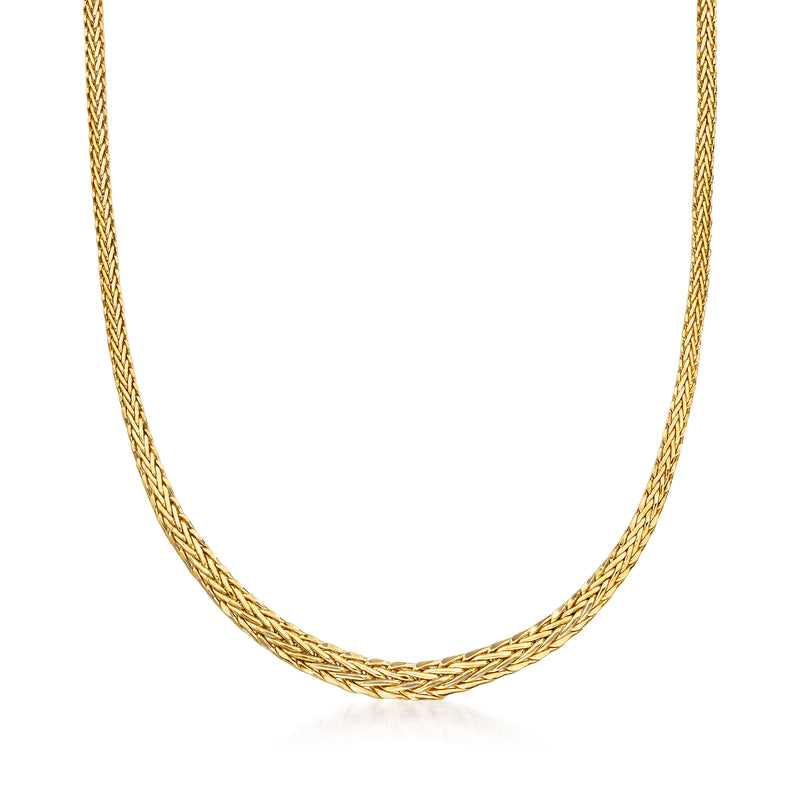 Graduated wheat-link yellow gold necklace chain