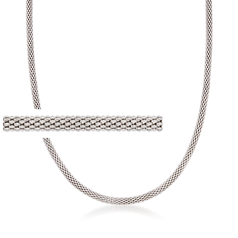 Sterling silver popcorn-chain necklace with interlocking round links