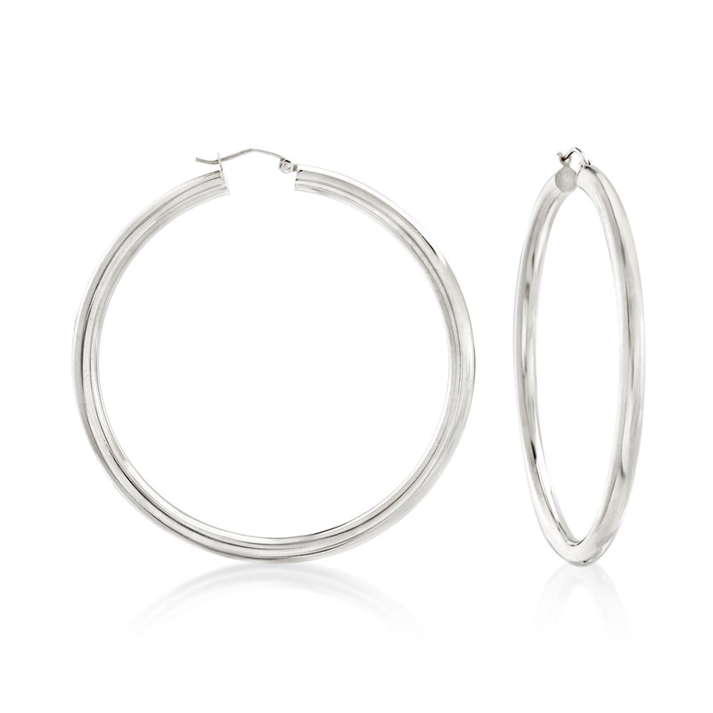 Sterling silver hoop earrings, round wire hoops with hinged closure