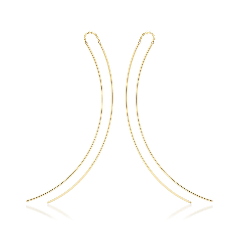 14kt yellow gold double-curve wire threader earrings with curved loops