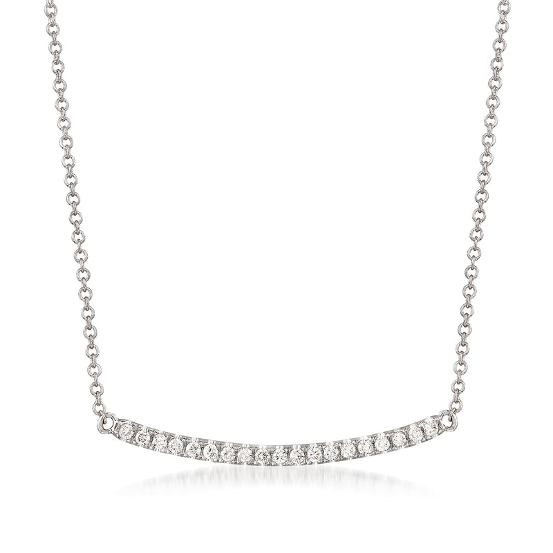 Gabriel Designs diamond curved bar necklace in white gold