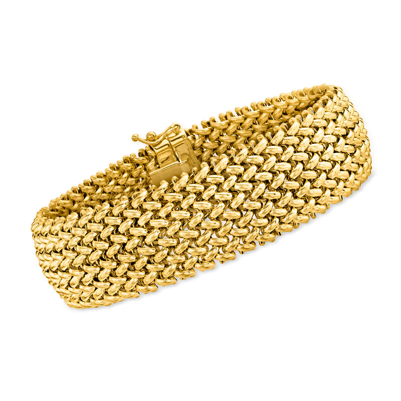 Italian 18kt yellow gold Riso bracelet with woven chain links