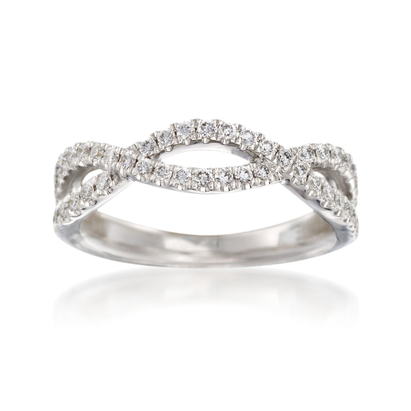 Henri Daussi diamond twisted wedding ring in 14kt white gold