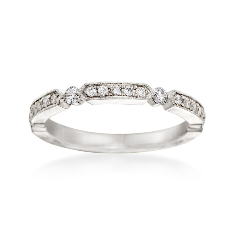 14kt white gold diamond wedding ring with channel-set row of small round diamonds