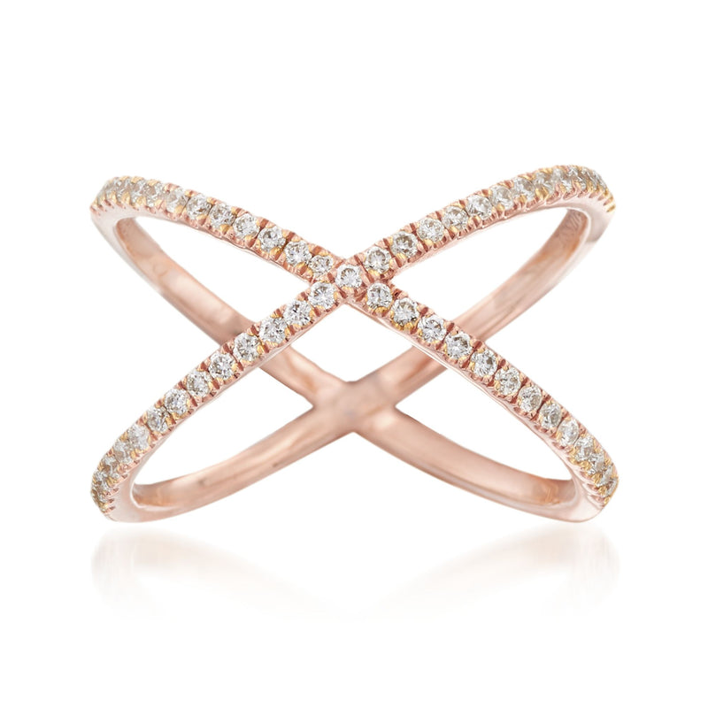 Henri Daussi diamond crisscross ring in rose gold