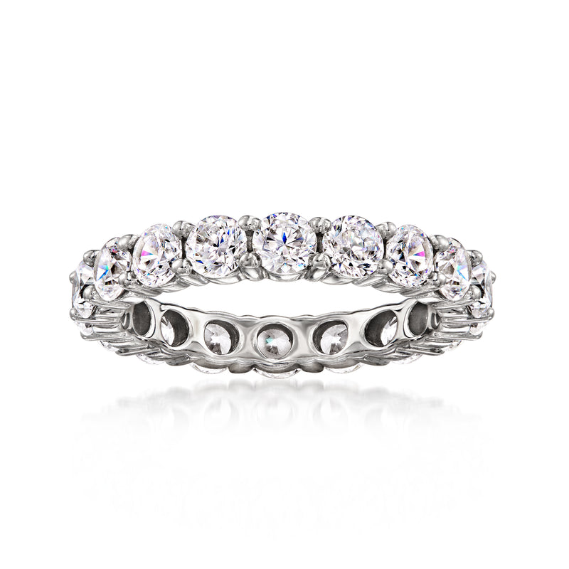 Sterling silver CZ eternity band with round stones, channel-set in a continuous row