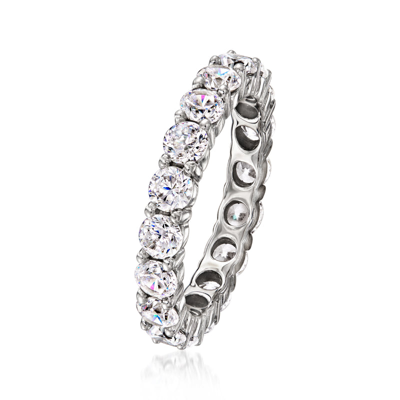 Sterling silver CZ eternity band, round stones on top with openwork sides