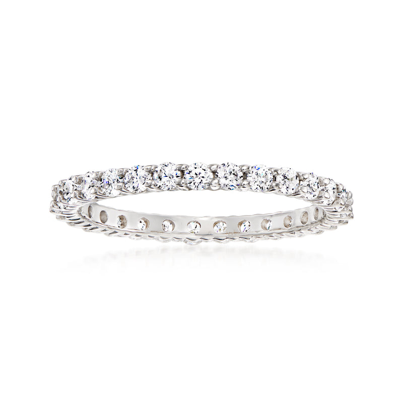 Sterling silver eternity band with CZ stones, continuous channel-set row
