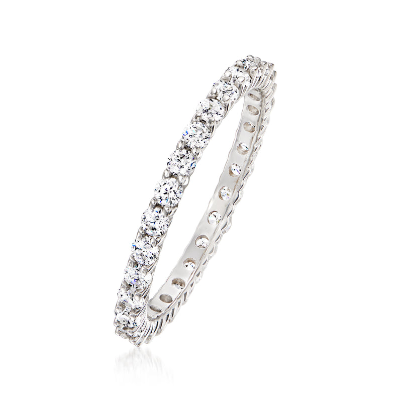 Sterling silver CZ eternity band with channel-set stones in a continuous row