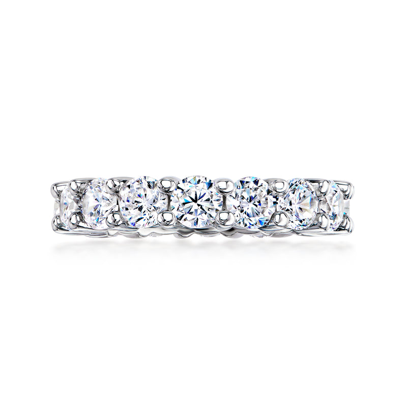 Sterling silver CZ eternity band with round stones in a continuous row
