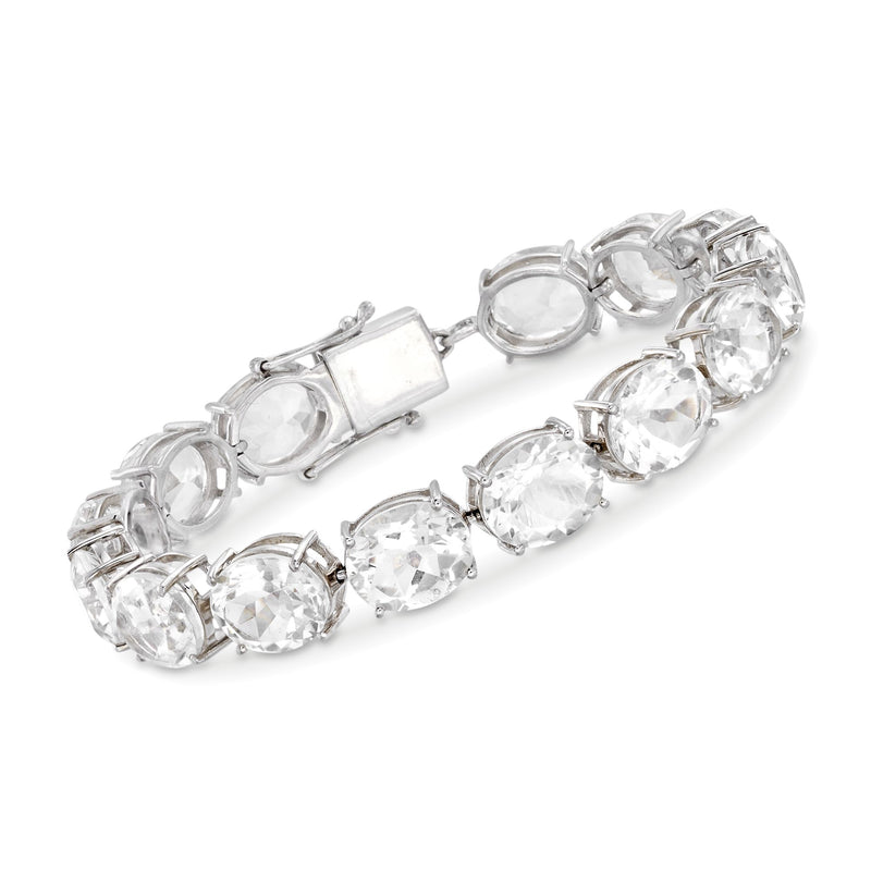 Rock crystal bracelet in sterling silver with six bezel-set oval clear stones