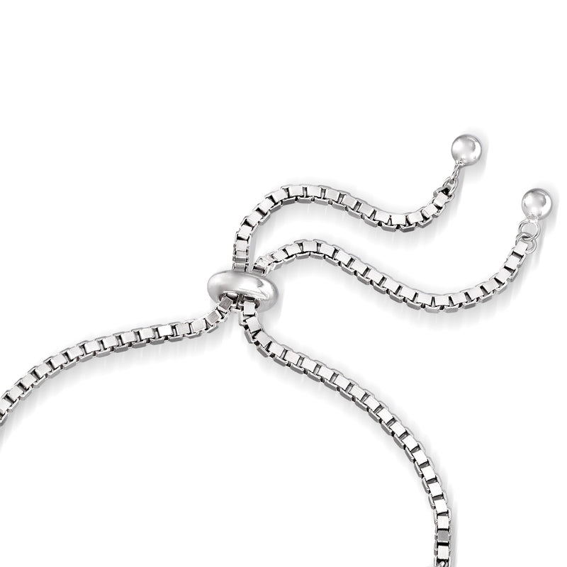 Sterling silver braided bolo chain with round end beads and sliding clasp