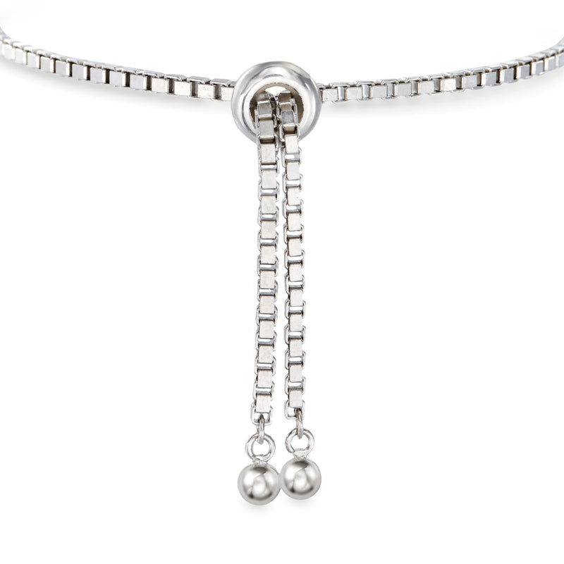 Sterling silver bolo clasp with hanging chain and round bead ends