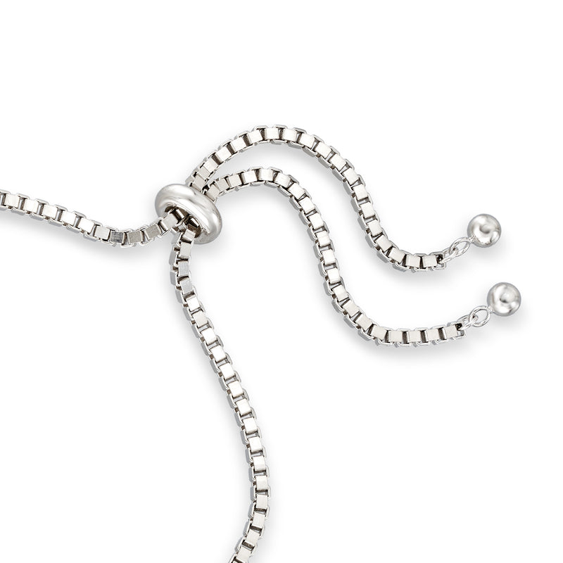 Sterling silver bolo bracelet with adjustable chain and barrel clasp hardware