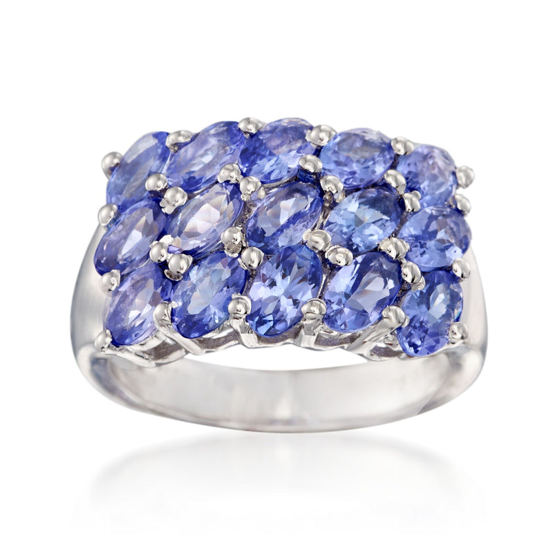 Tanzanite ring in sterling silver with blue multi-stone gemstones
