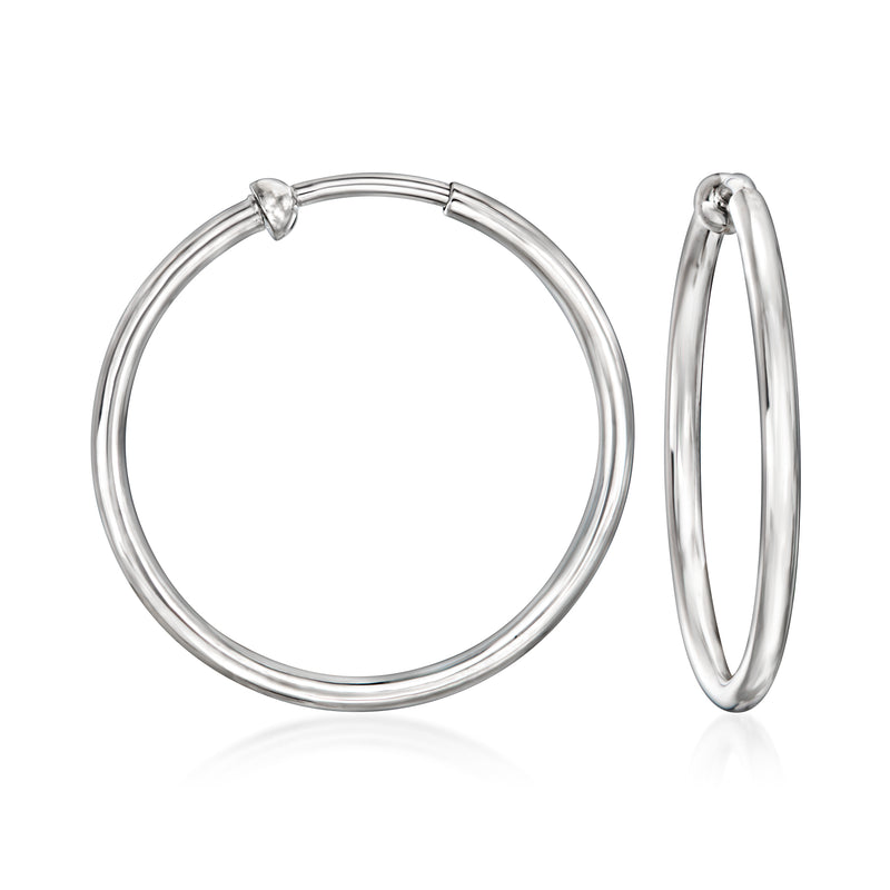 2mm sterling silver clip-on hoop earrings with smooth round hoops