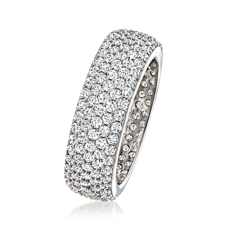 Sterling silver CZ eternity band with pavé round stones