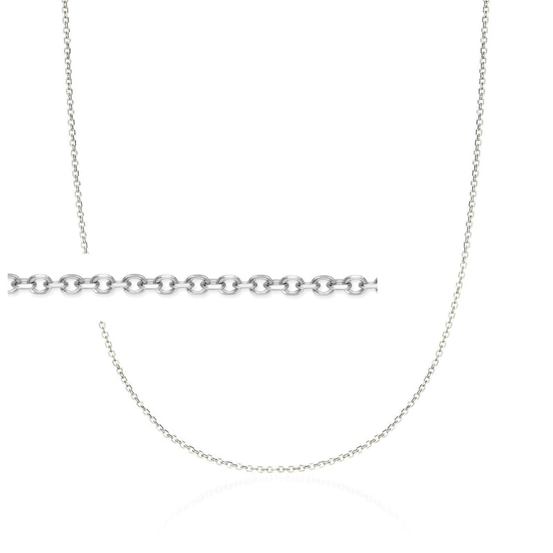 14kt white gold cable-chain necklace with oval link chain and clasp