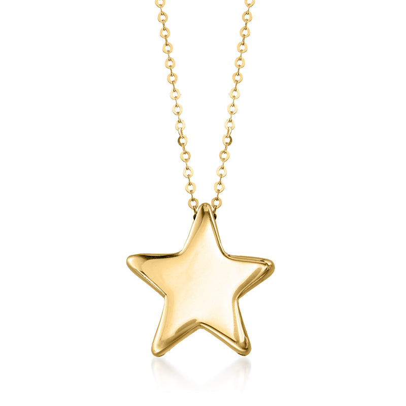 14kt yellow gold star pendant necklace with link chain