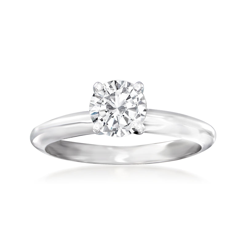 14kt white gold diamond solitaire ring with round center stone