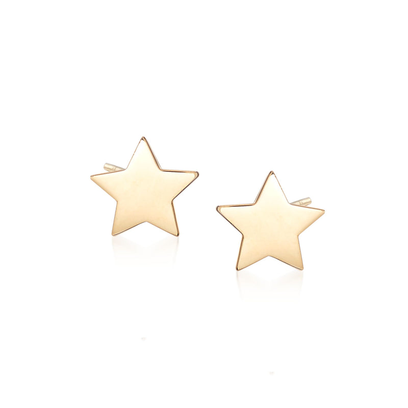 18kt yellow gold star stud earrings with polished star fronts
