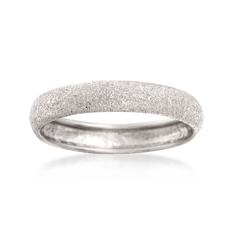 Textured 14kt white gold ring with wide band, polished interior