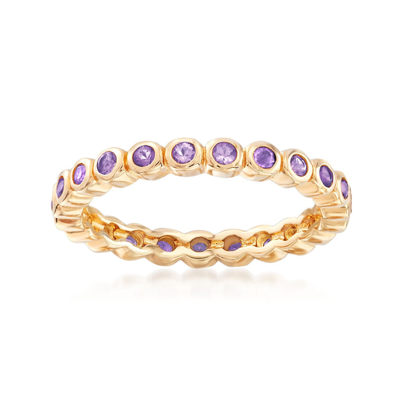 18kt gold over sterling eternity band with bezel-set oval amethysts