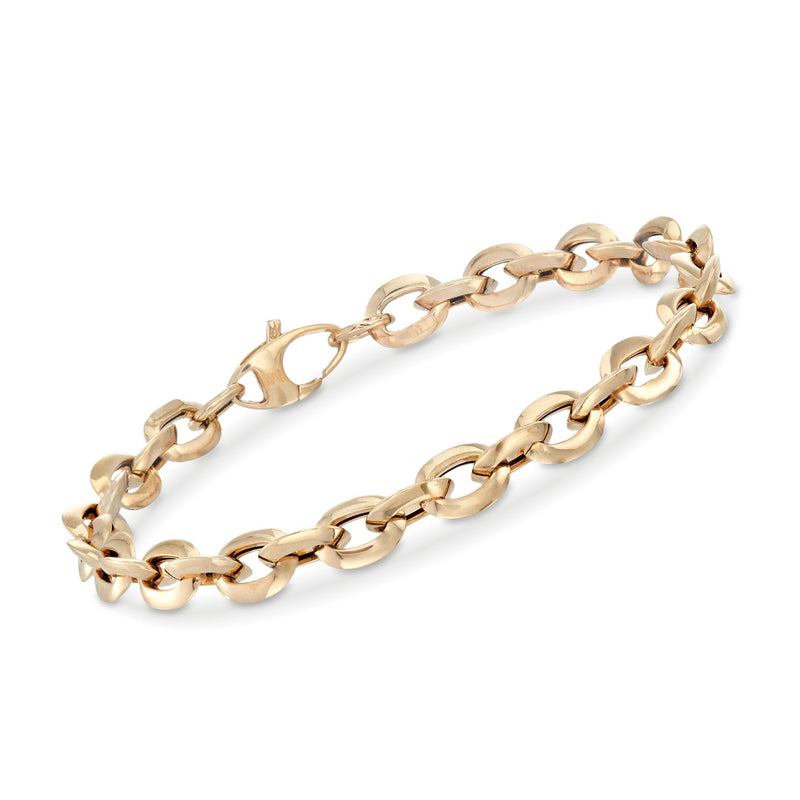 14kt yellow gold cable-link bracelet with interlocking oval chain links