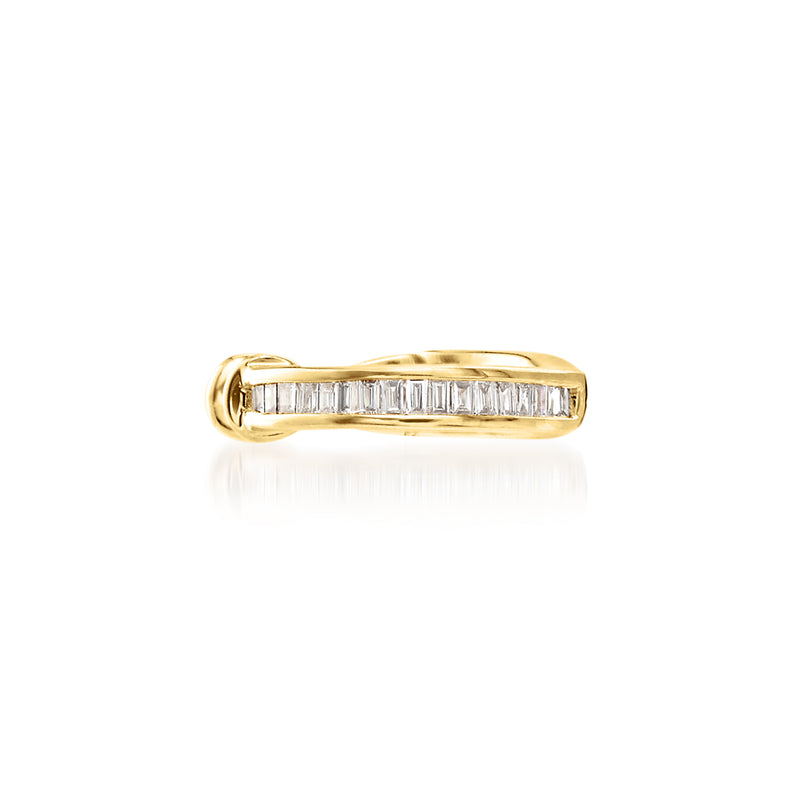 14kt yellow gold single ear cuff with baguette diamond accents